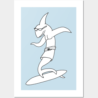 Surfer Shark Posters and Art